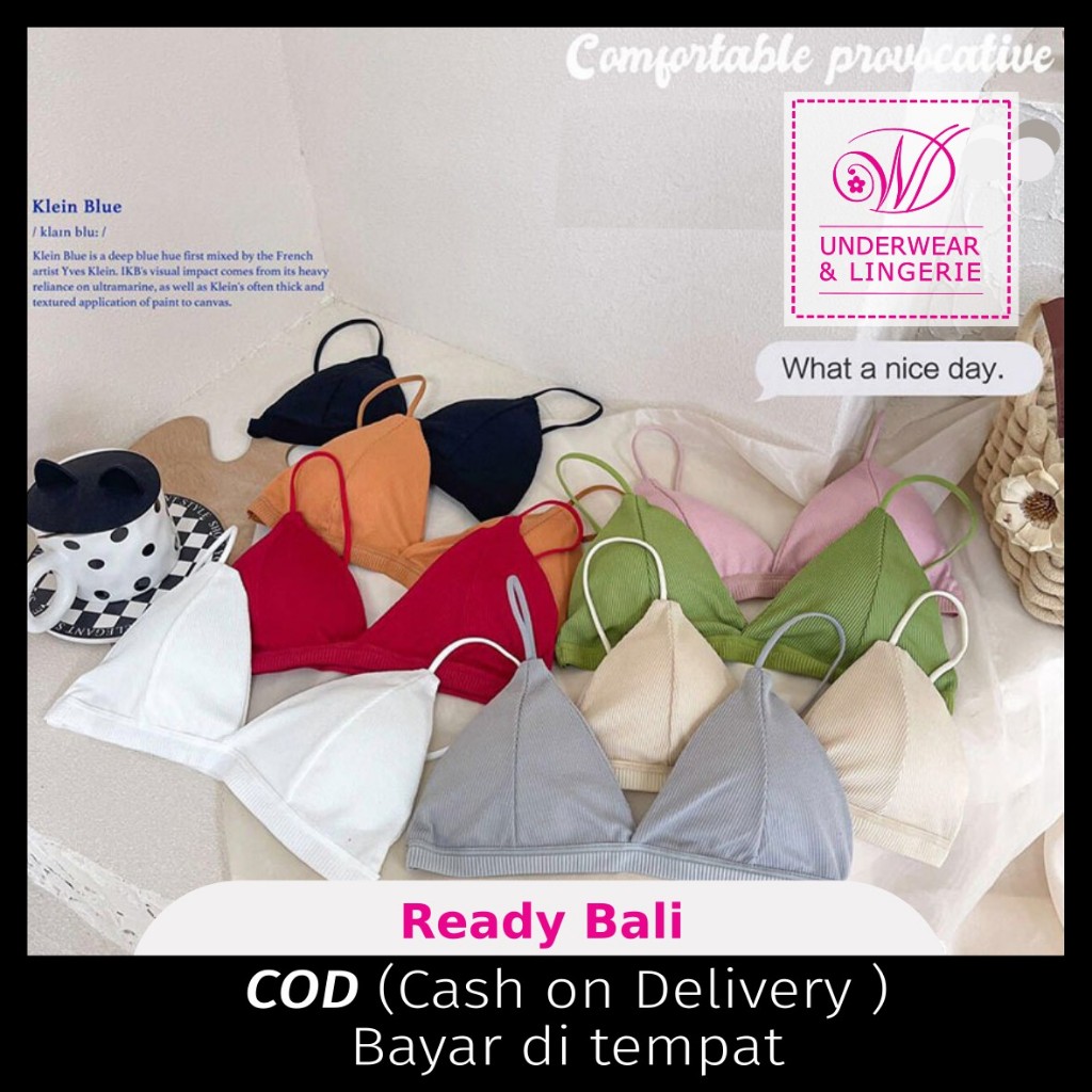 Bra02 bra bralette simple minimalis leher V tali kecil punggung garis kecil dengan busa tipis warna 