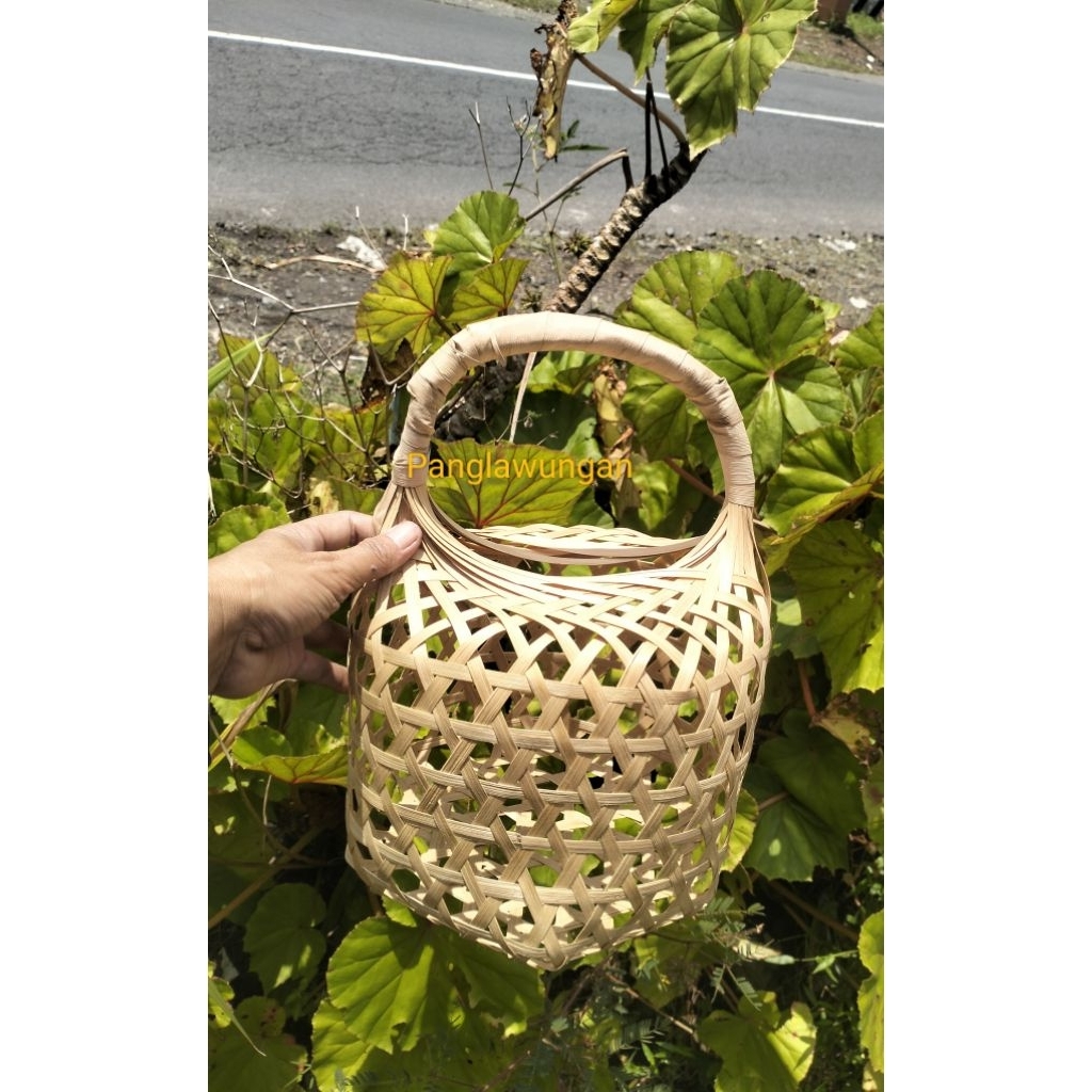 anyaman bambu tas bulat 18×15cm