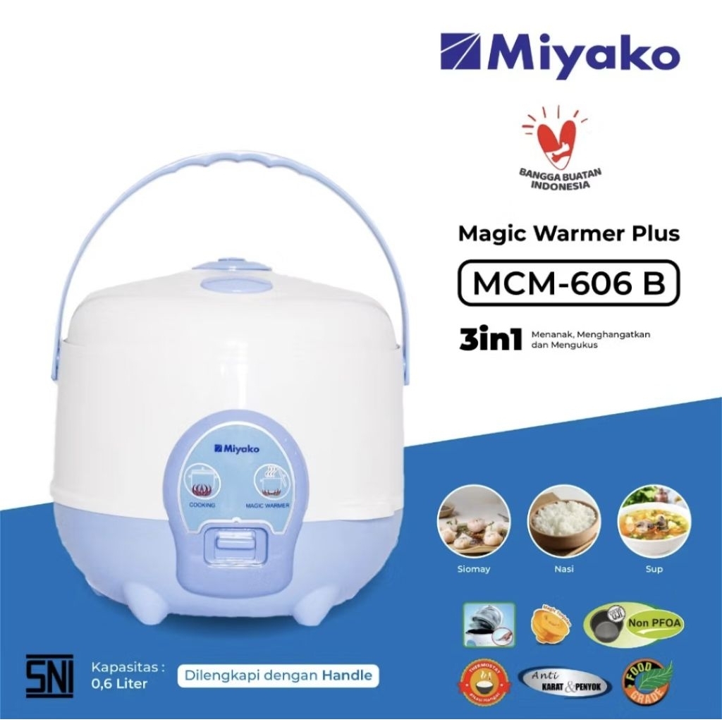Magicom Miyako MCM-606 B Humidifier dengan Thermostat untuk Menjaga Nasi Hangat dan Tidak Mudah Basi