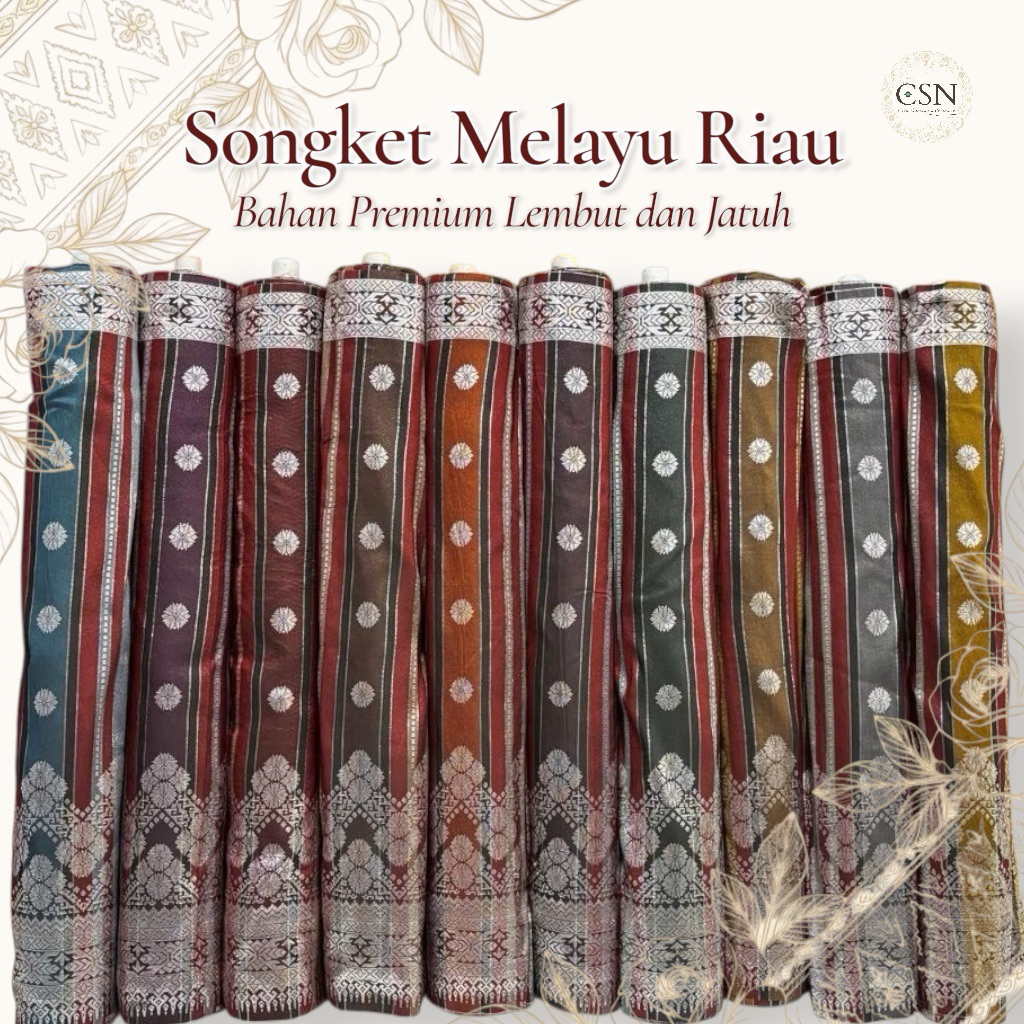 Kain Bahan Songket Riau Premium Meteran – Songket Melayu Untuk Tanjak, Sarung, Rok Wanita & Baju Pen