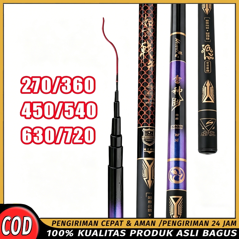 Joran Tegek Batik Carbon Pancing Portabel Teleskopik Joran Pancing Set Joran Tegek Tongkat 270-720m 