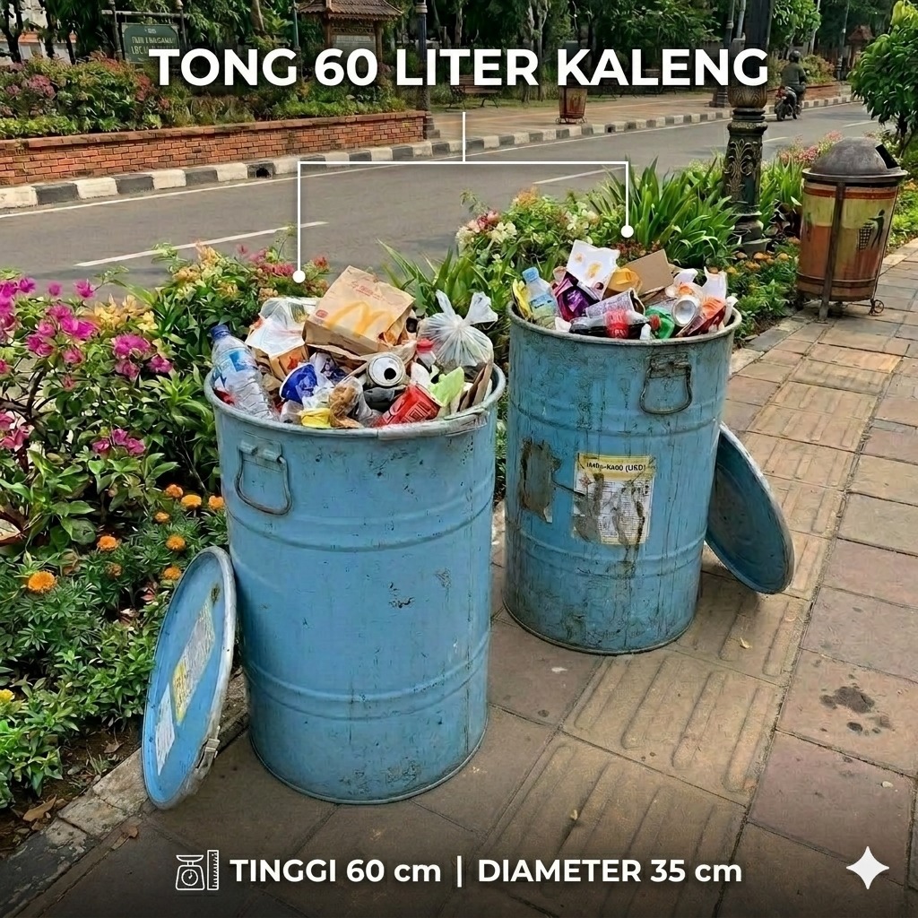 Drum kaleng / Tong sampah besi / drum besi bekas 60 liter murah