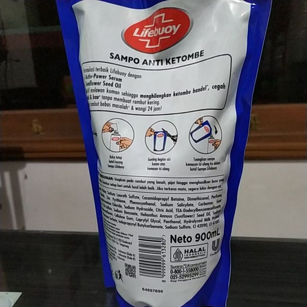 Shampoo Lifebuoy 900ml Refill Biru Anti Ketombe