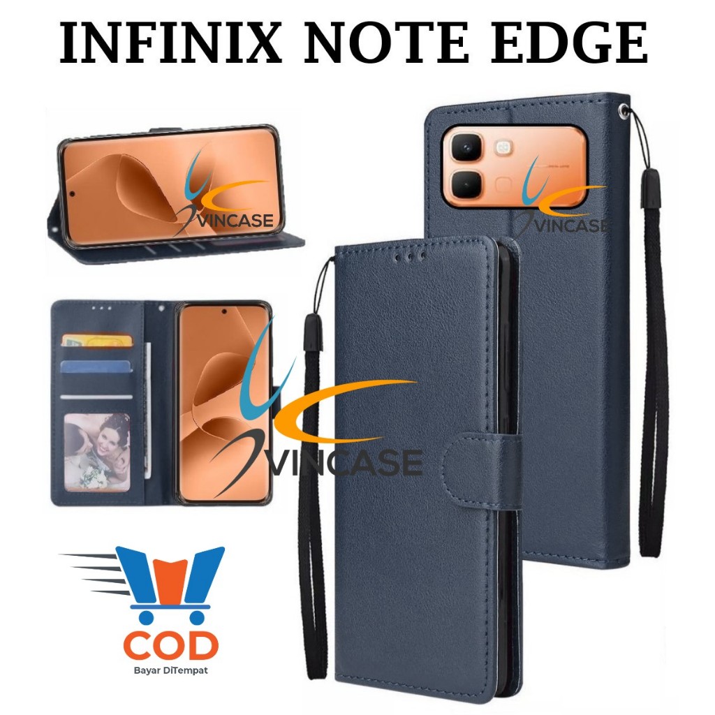 INFINIX NOTE EDGE FLIP LEATHER CASE PREMIUM - FLIP WALLET CASE KULIT UNTUK INFINIX NOTE EDGE - CASIN