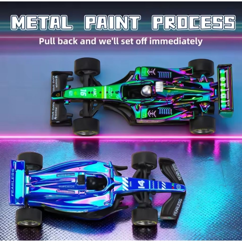 Miniatur Diecast Mobil Balap Formula 1 dan Sedan Skala 1:36 Logam Pullback Koleksi