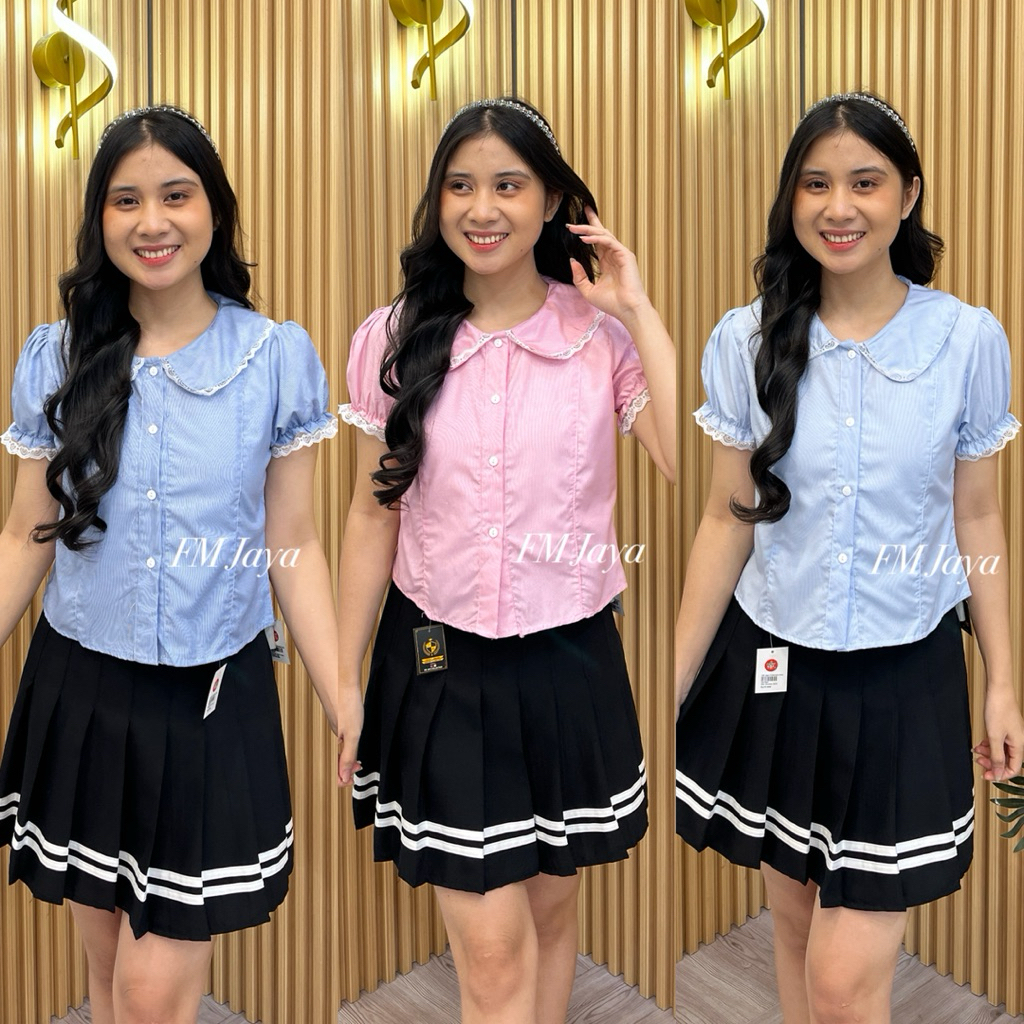 ATASAN KEMEJA KERAH 5543 || BAJU KERAH RENDA || KEMEJA WANITA LENGAN PENDEK || BAJU WANITA TRENDY
