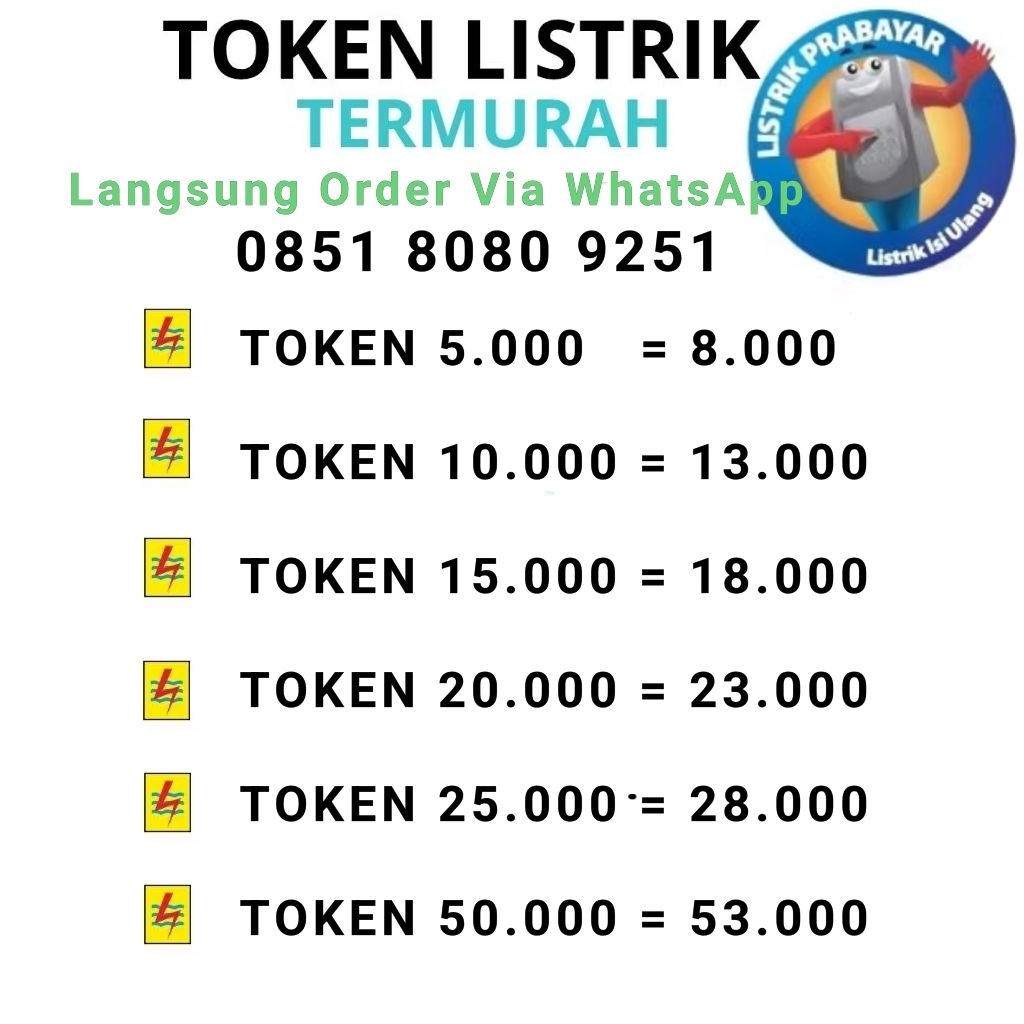 TOKEN LISTRIK - TOKEN LISTRIK 5K - TOKEN LISTRIK 10K - TOKEN LISTRIK 15K - TOKEN LISTRIK 20K - TOKEN