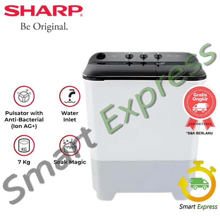 Mesin Cuci SHARP ES-T75 NT / EST75NT / ES-T 75 NT - (2 TABUNG / 7 KG / TRANSPARAN)