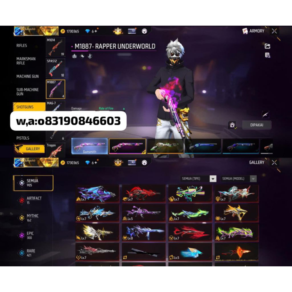 Cod akun free firee sultan ful max