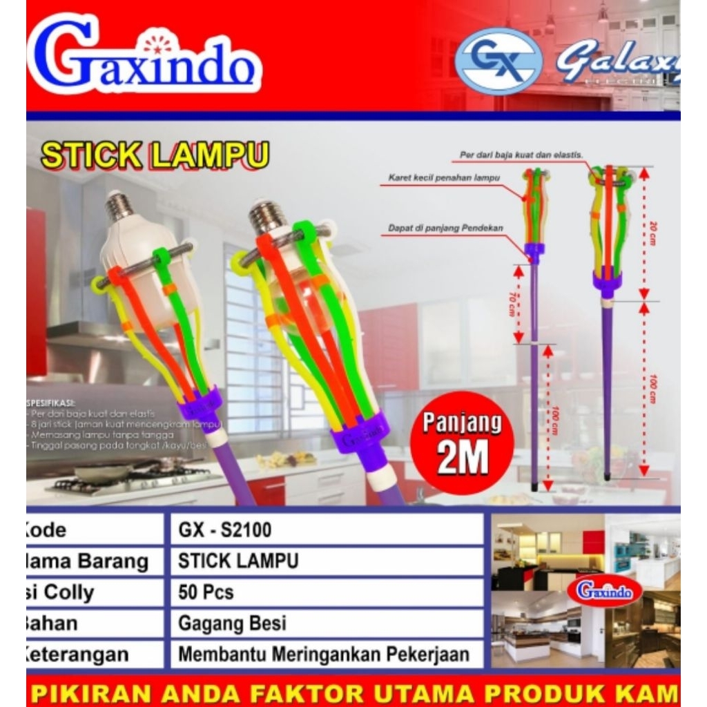 Tongkat pemasang lampu Stik lampu Galah pengganti lampu