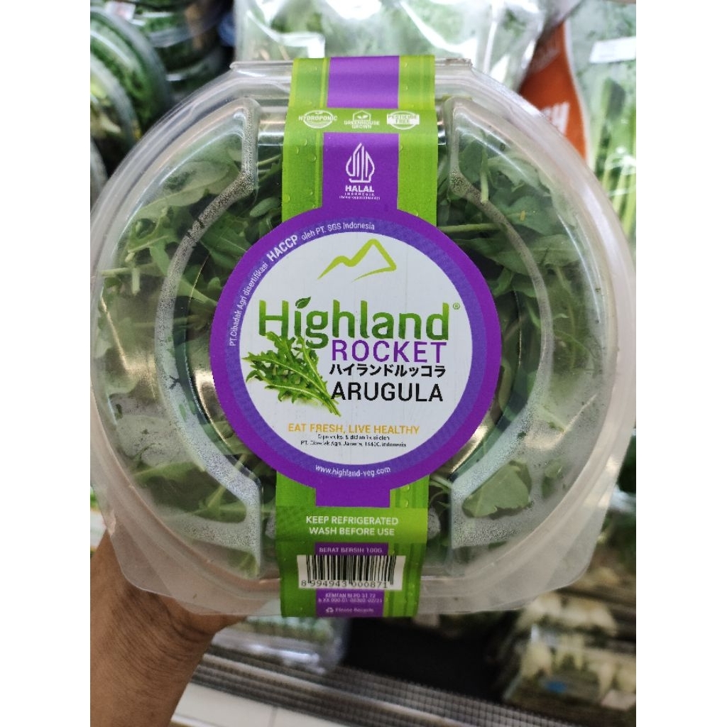 Arugula Segar Highland Rocket Premium 100g – Salad Hijau Fresh, Sehat & Siap Santap