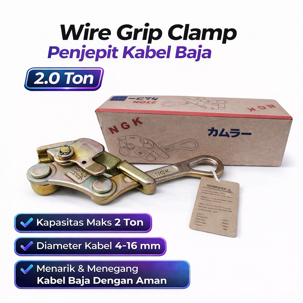 Wire Grip Clamp NGK 2.0 Ton / Penjepit Kabel Baja 2.0 Ton/ Kodokan NGK 2.0 Ton
