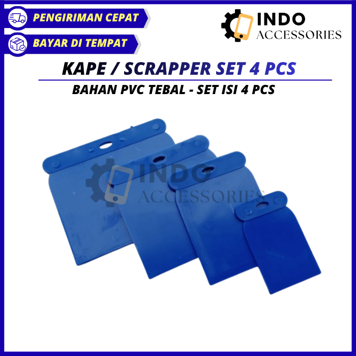 SET 4PCS Scraper Scrapper Kape Kapi Skrap Sekrap Dempul Kompon PVC Plastik Gypsum Besi Stainless Din