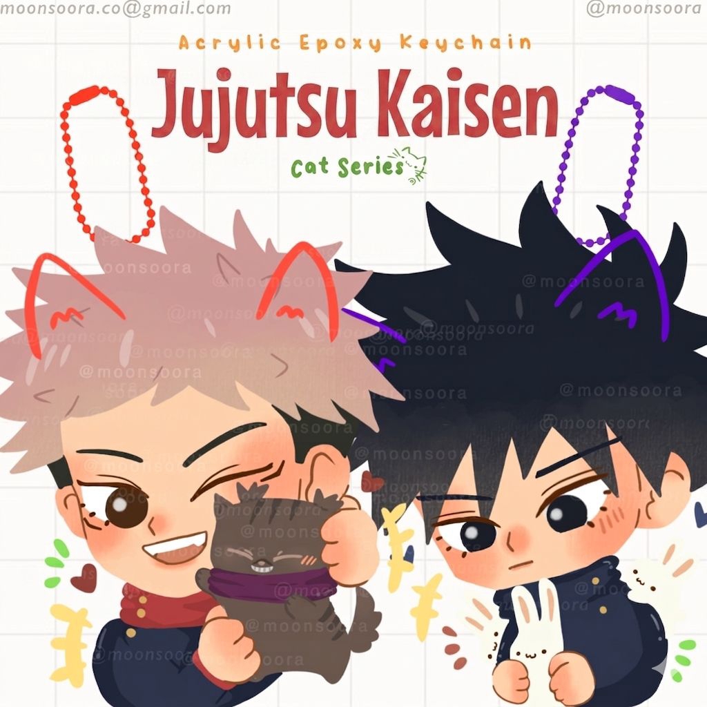 @KURAA.STUDIO - JUJUTSU KAISEN - Cat Series Acrylic Keychain Gojo Nanami Yuji Choso Megumi Higuruma 