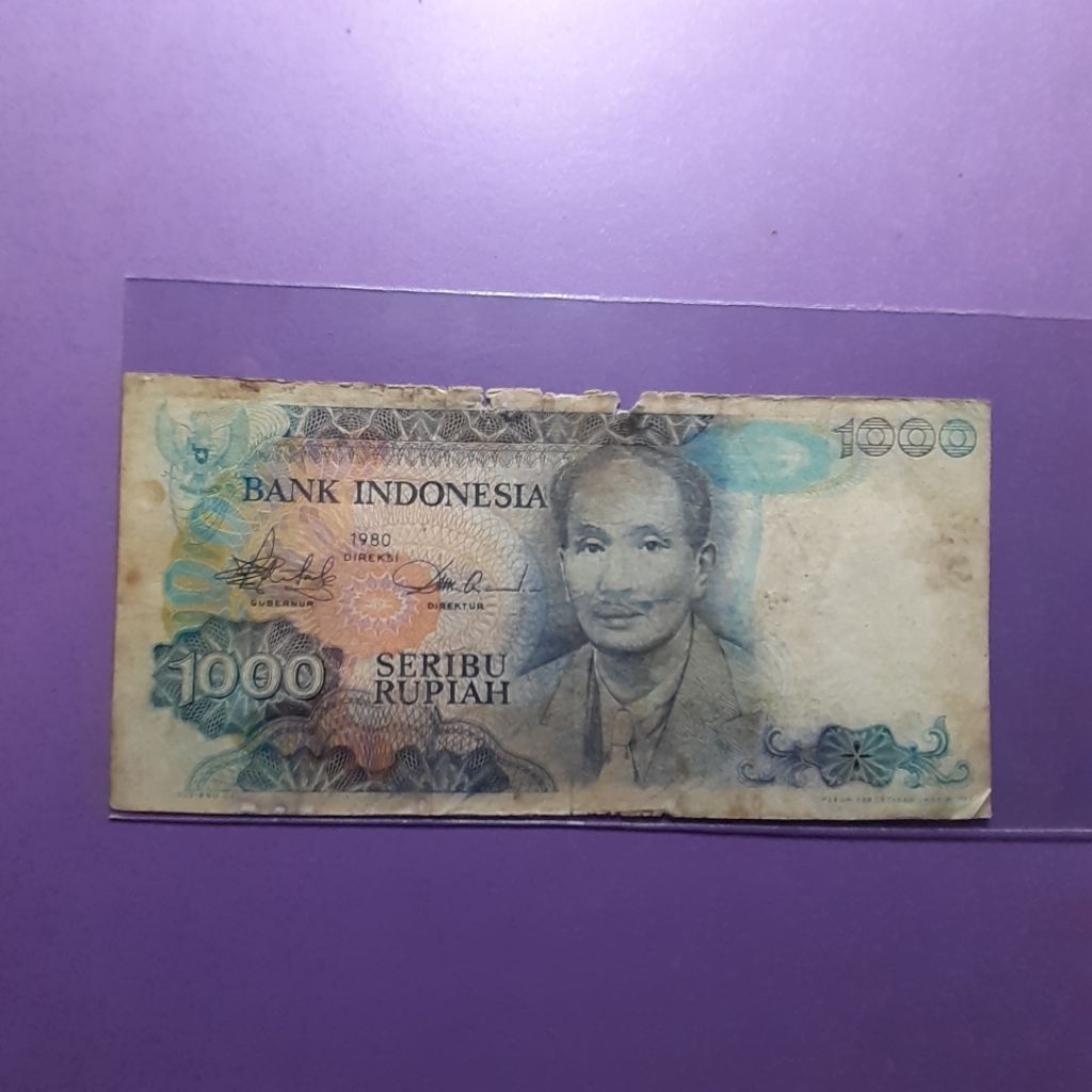 Uang kuno 1000 rupiah sutomo tahun 1980