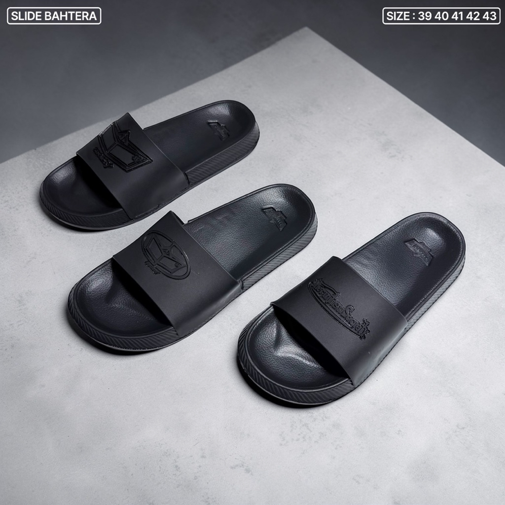 Sandal slide bahtera all black merintis31society