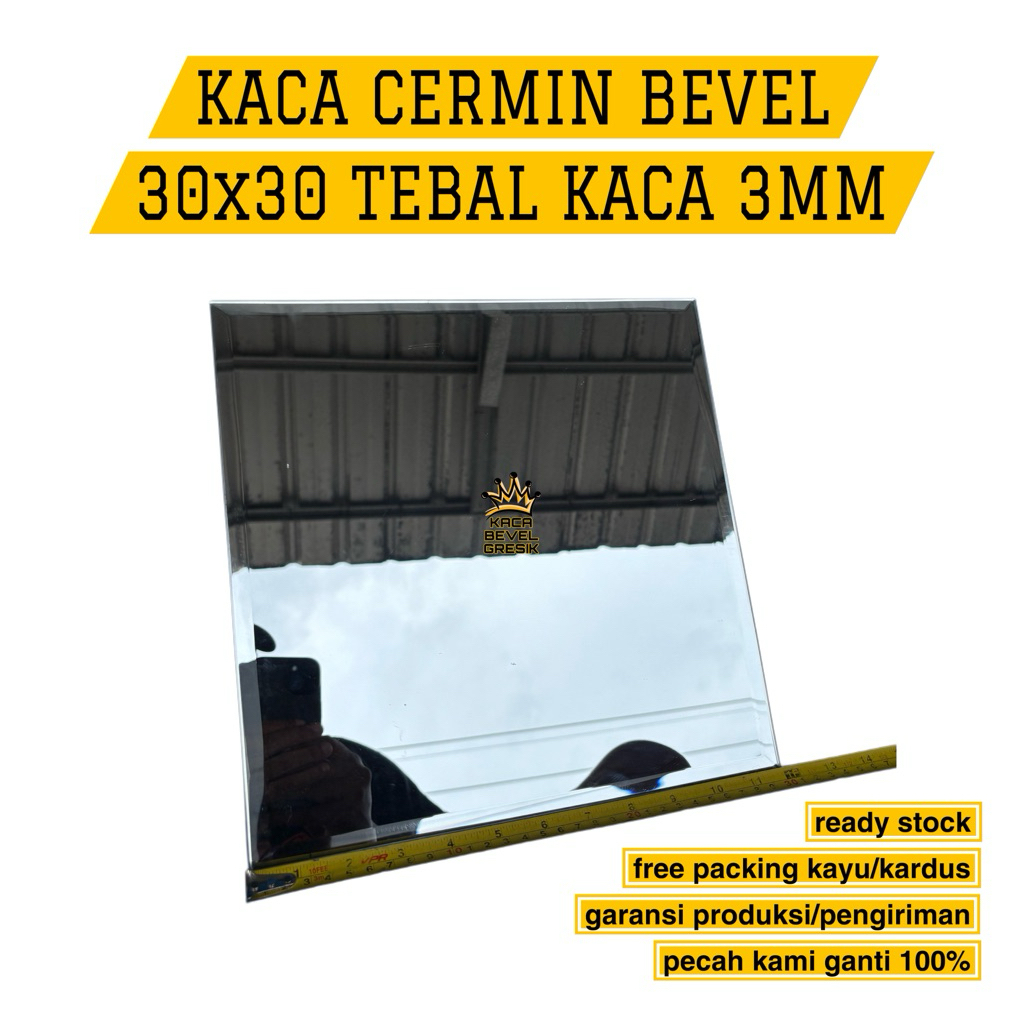 Kaca Cermin Bevel Asli 100% 30x30 Kaca Bevel Cermin Molding Kaca Cermin Bevel Dinding Tinggal Tempel