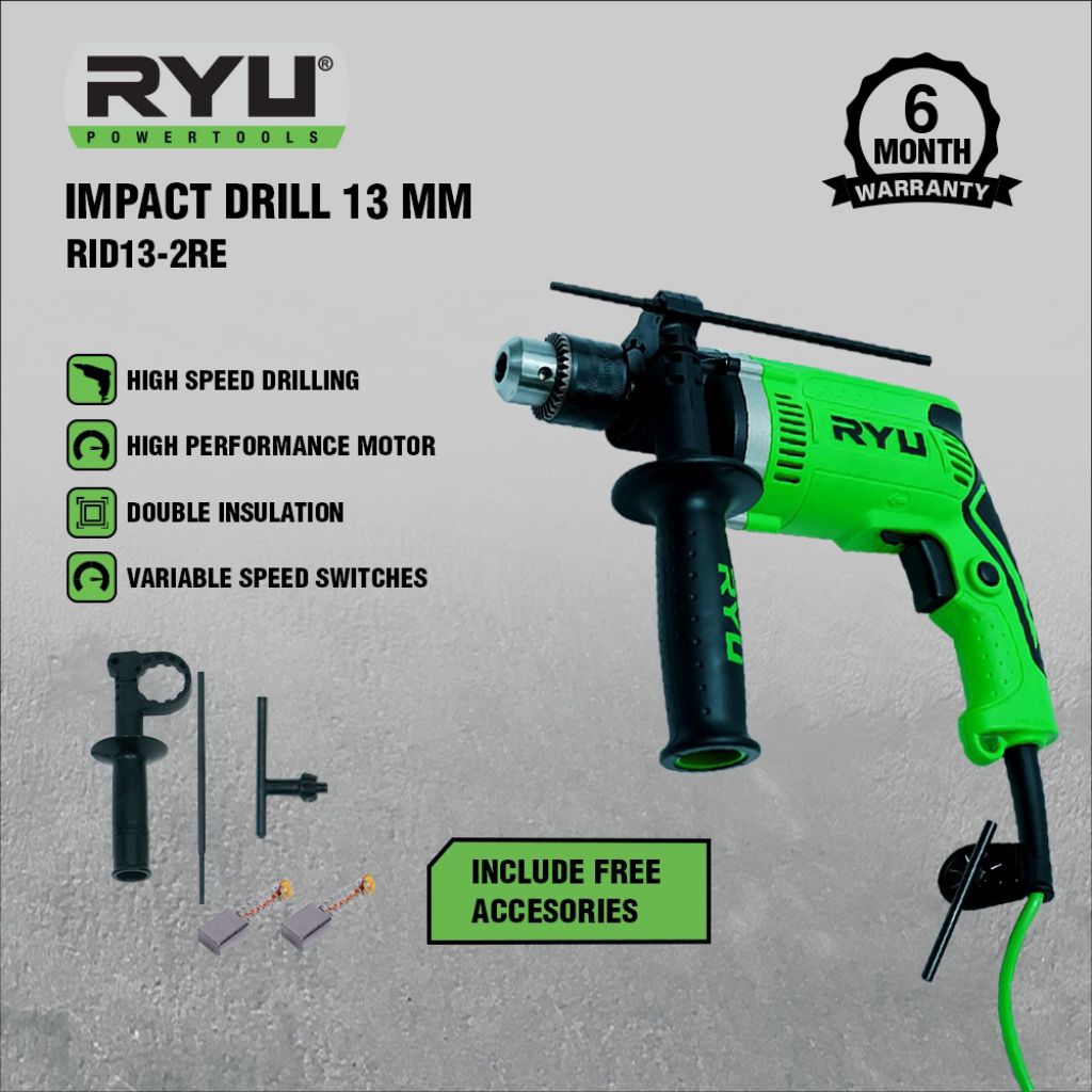 RYU Mesin Bor 13mm Impact Drill RID13-2RE