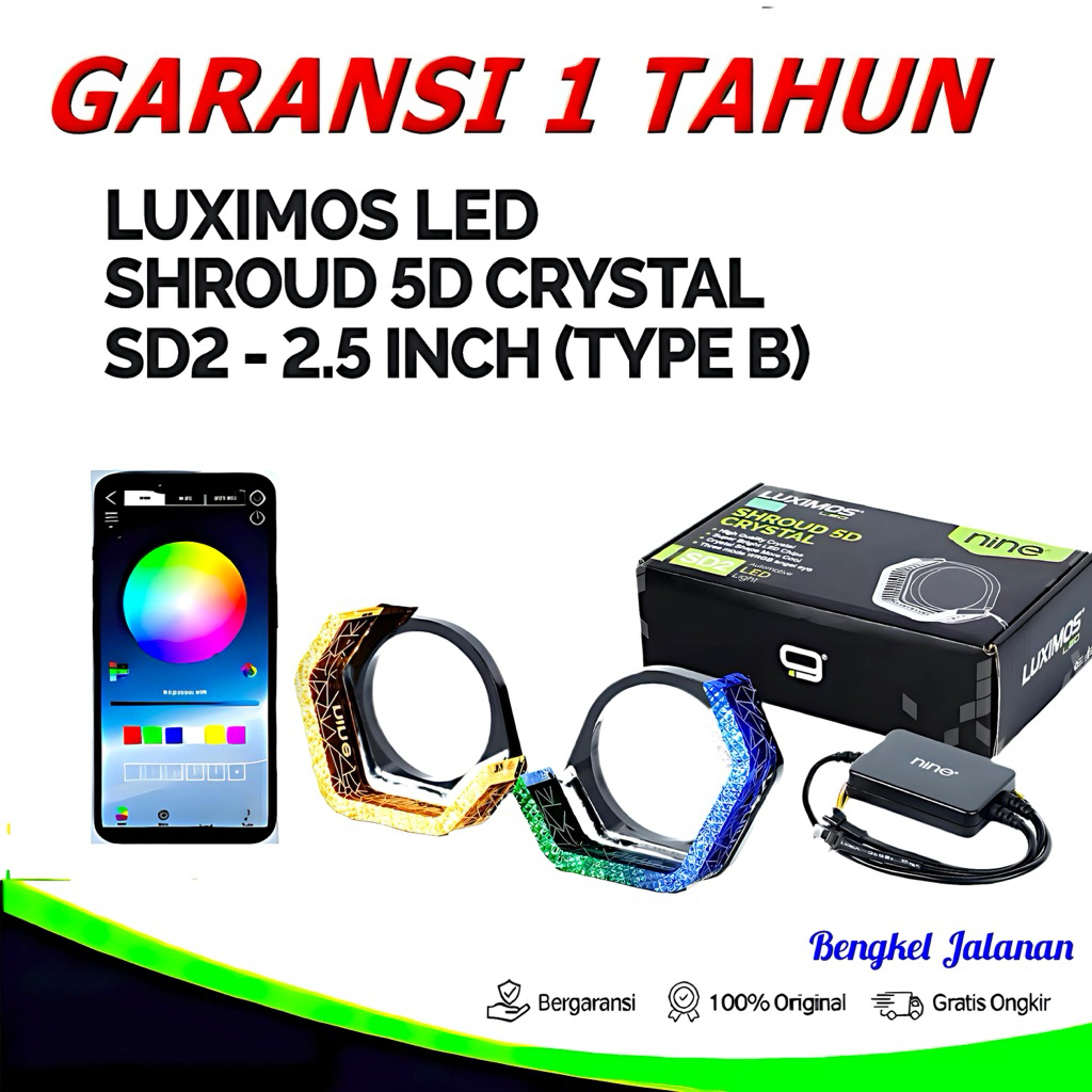 LUXIMOS Ring Shroud BMW 2.5 Inch Srot Biled Crystal Angel Eyes 5D 3m App RGB SD2B