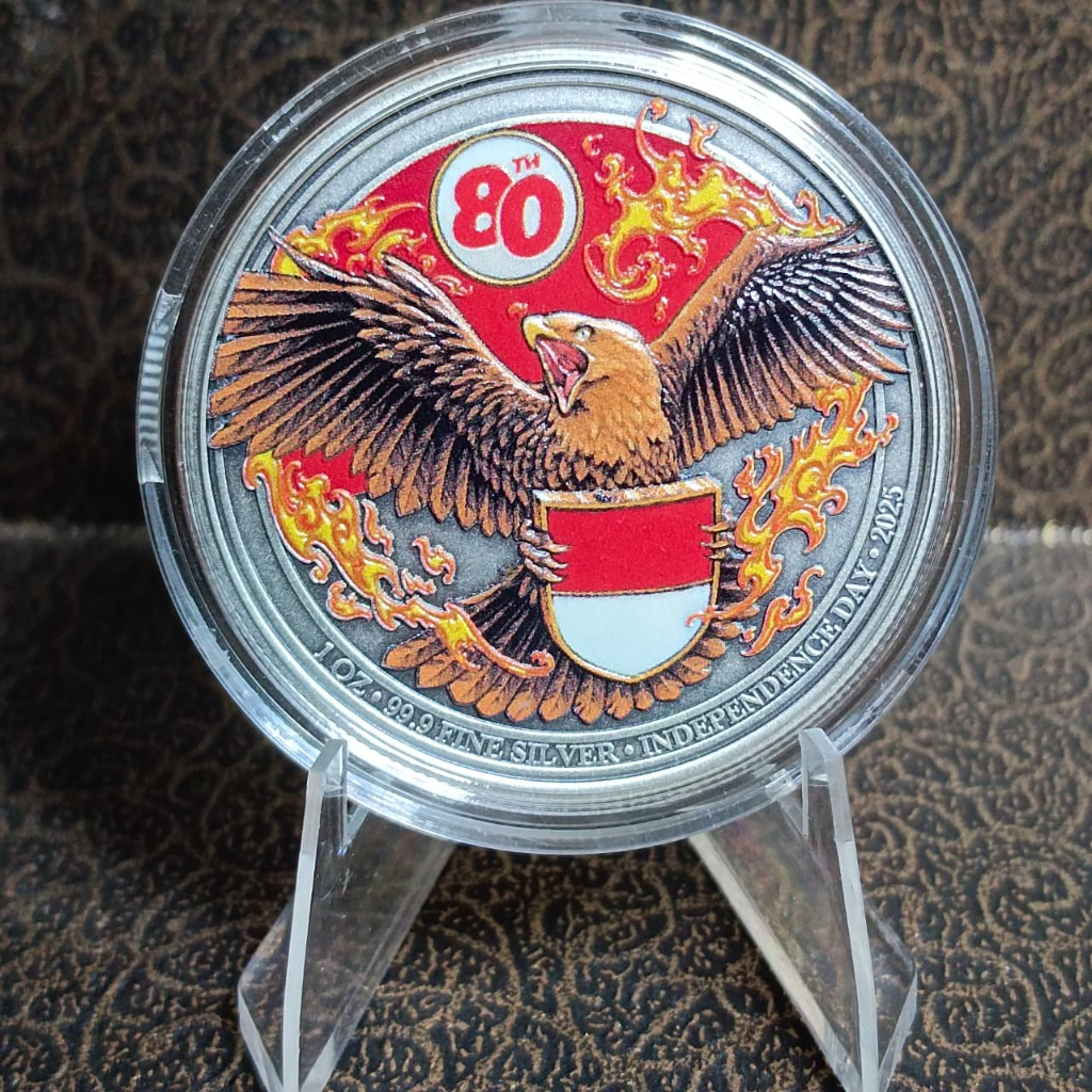 Koin Perak 1 OZ Bullion Tree Indonesia Garuda 2025 80 Tahun Indonesia Merdeka Fine Silver Coin 99.99