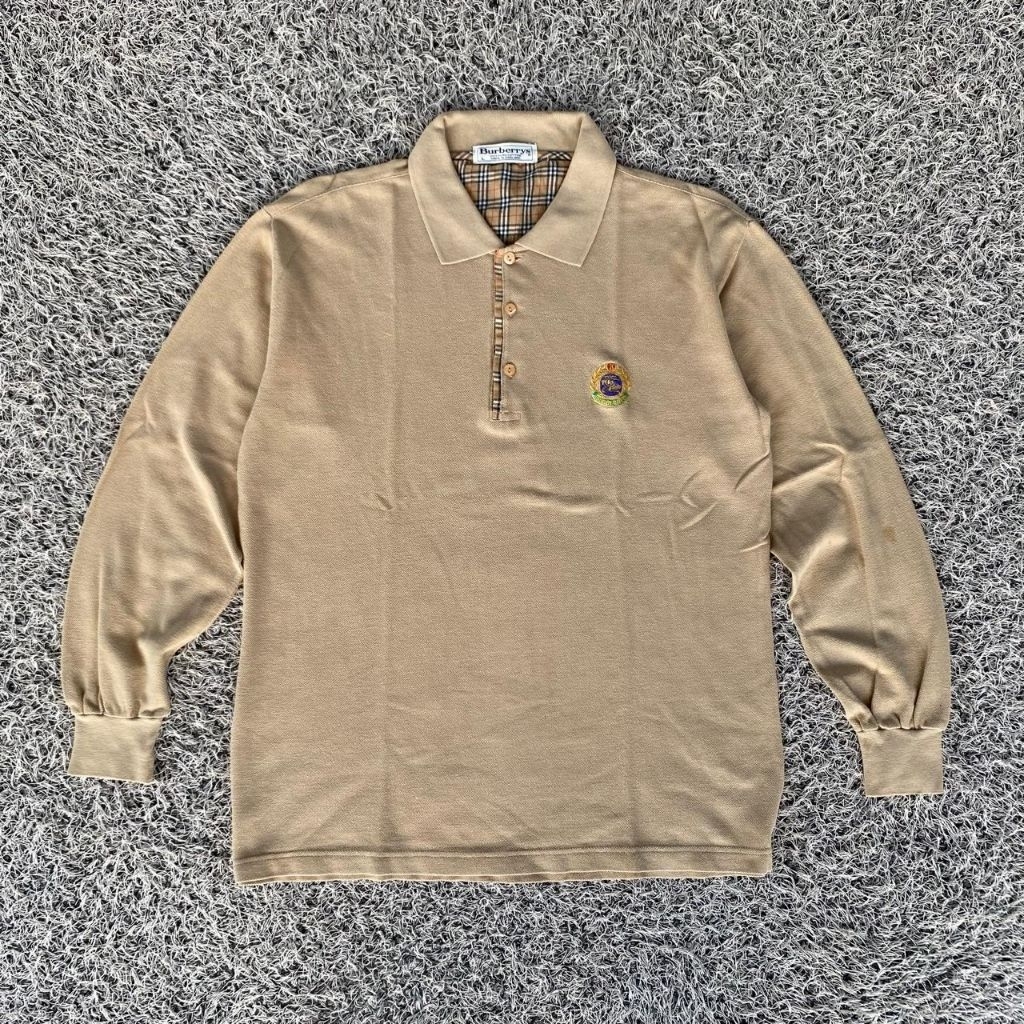 vintage burber polo shirt long sleeve kaos kerah vintage burber