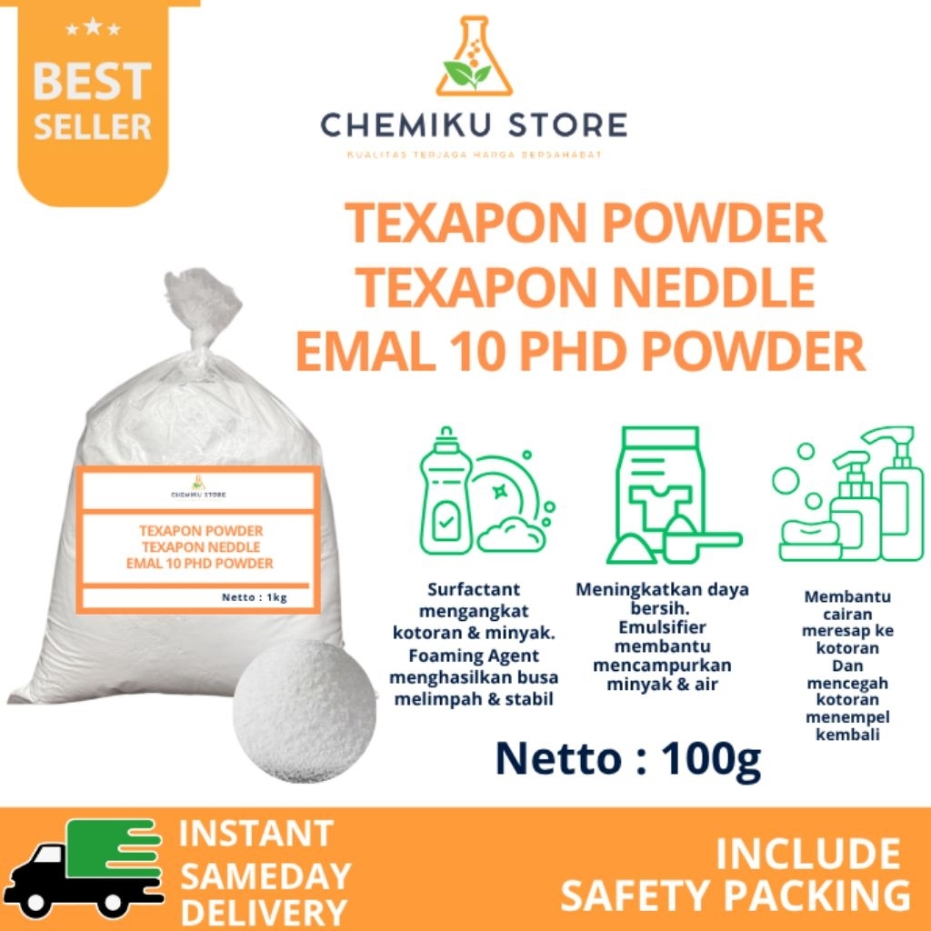 Texapon Powder ex KAO 100g / EMAL 10P HD 100g / EMAL 10N / SLS POWDER / SODIUM LAURYL SULFATE / EMAL