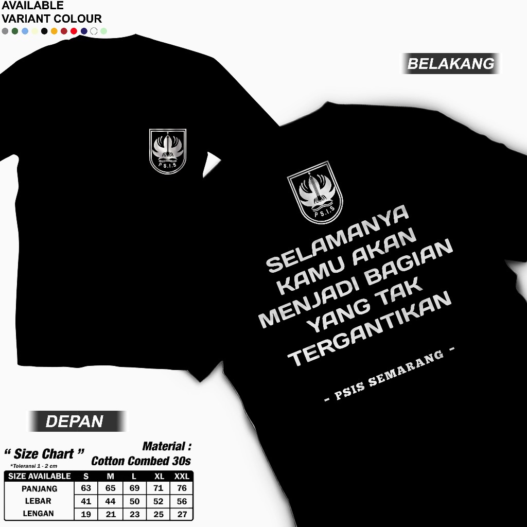 Kaos PSIS Semarang "Selamanya Psis Semarang" -Kaos Suporter PSIS/Kaos PSIS Liga 1/Kaos Semarang Foot