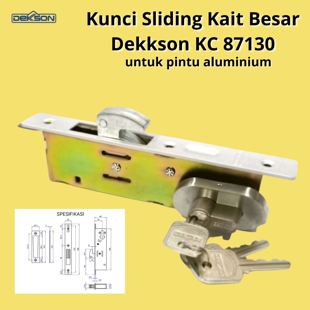 Sliding KUNCI Dekson KC 87130 Pintu Aluminium Kait Besar