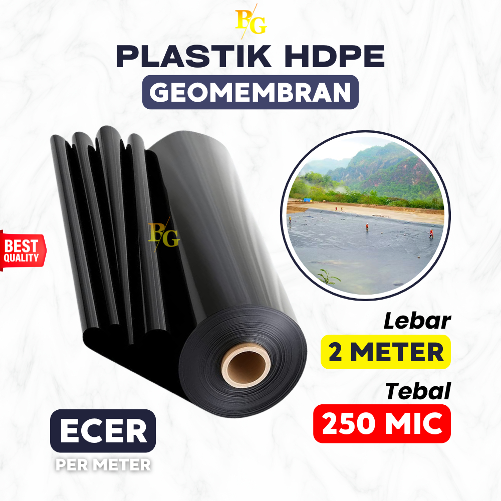 [ECER] Geomembran HDPE Tebal 250 Micron - Lebar 2 Meter (Tahan Panas & UV)