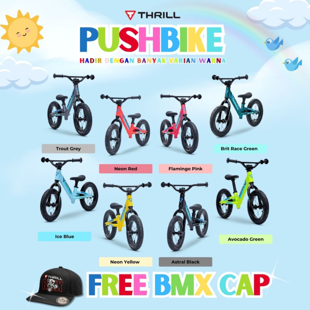 THRILL PUSH BIKE ONE BALANCE BIKE SEPEDA KESEIMBANGAN ANAK BELAJAR BERSEPDA