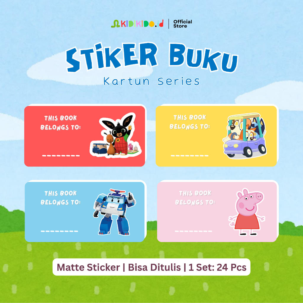 [24 pcs] Stiker Label Buku Anak untuk Buku Cerita, Dongeng, Tulis, Paket dan Pelajaran Toddler