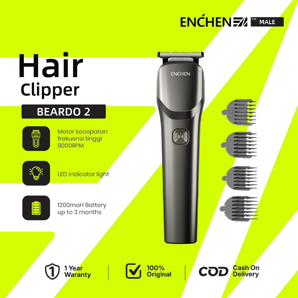 ENCHEN Beardo 2 Smart Trimmer Electric Shaver Type-C 5W 1200mAh Alat Cukur Elektrik Rambut Jenggot