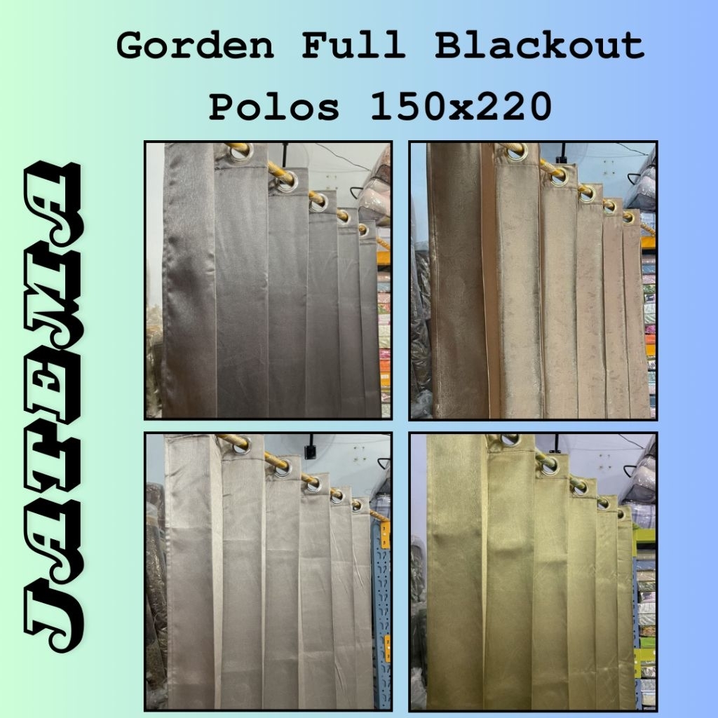 Gorden Jendela Minimalis Blackout Premium Smookring Glossy Polos Tebal 150x200