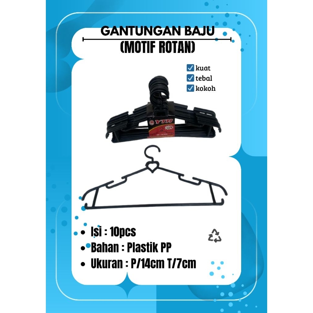 GANTUNGAN BAJU ROTAN//HANGER BAJU PLASTIK//GANTUNGAN BAJU DAN CELANA PAKAIAN GANTUNGAN BAJU PLASTIK 