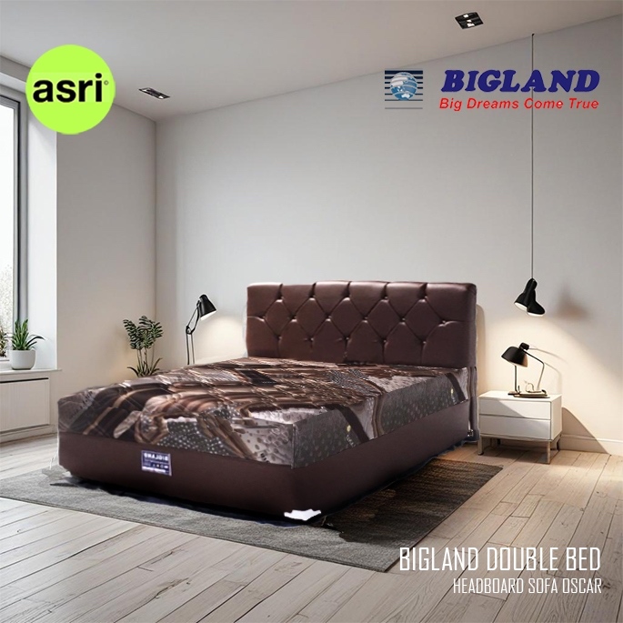 BIGLAND Spring Bed Matras Set Tempat Tidur Double Bed 120 / 160 / 180 x 200 Sandaran Sofa Garansi Pe