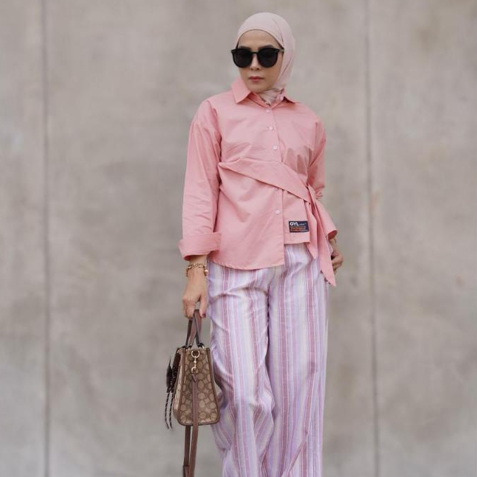 GYL SET NAOMI Celana Kulot Katun Premium Triced Dobby & Kemeja Katun Poplin Fashionable untuk Wanita
