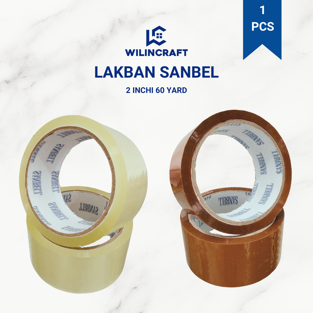 Wilincraft - Lakban Sanbel Bening Coklat 2 inchi 60 Yard