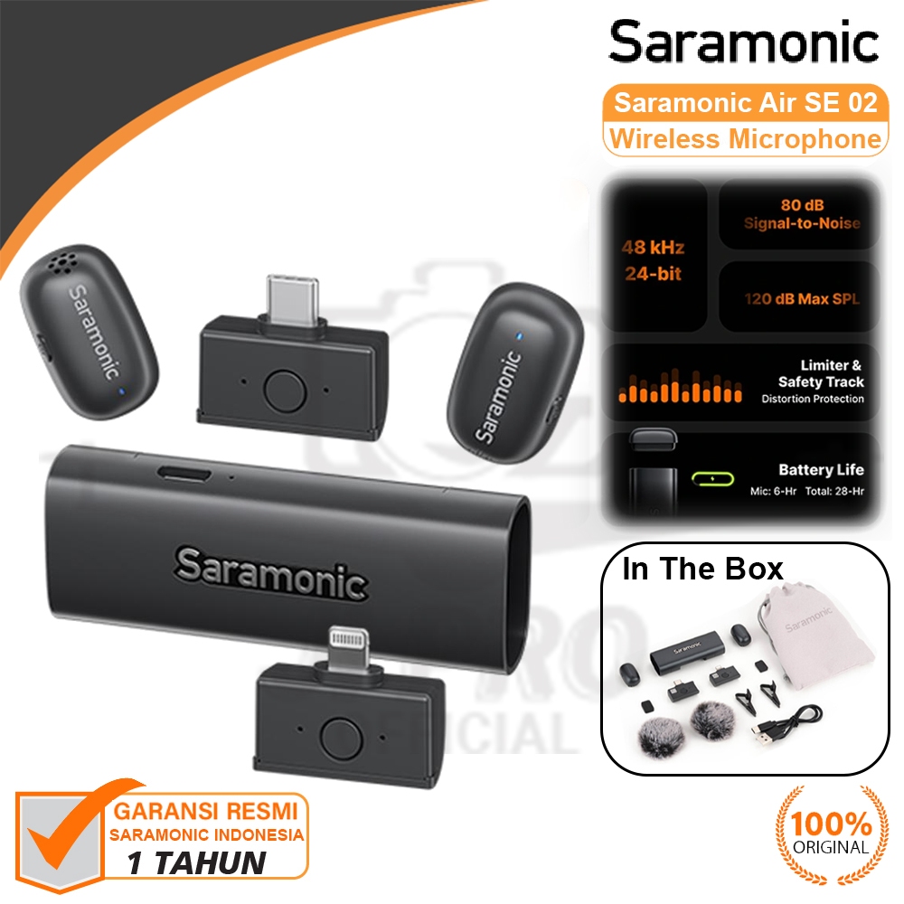 Saramonic Air SE AI-Powered Dual Wireless Microphone for Smartphone HP Mic Wireless Garansi Resmi