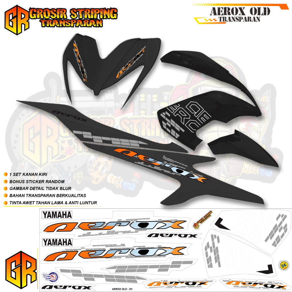 STRIPING TRANSPARAN AEROX OLD 155 |YAMAHA NVX OLD 155 |BAHAN BENING PREMIUM QUALITY STICKER MOTIP OR