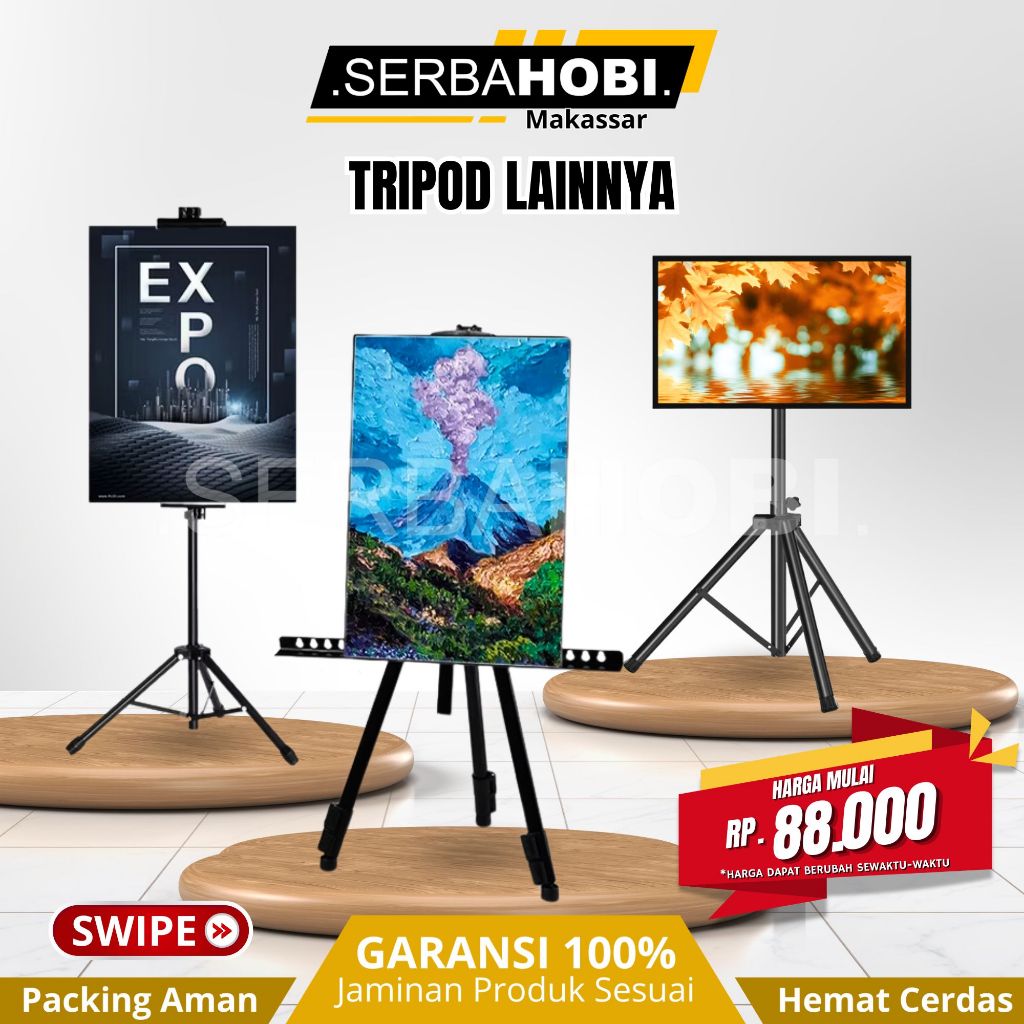SERBA HOBI TRIPOD LAINNYA - TRIPOD BANNER 2 SISI - TRIPOD BRACKET TV - STAND FRAME MURAH