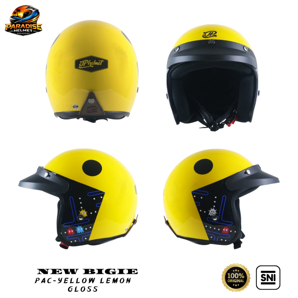Helm Half Face Pria Wanita Bogo Harian Motor Matic Tebal Nyaman SNI JP Retro New Bigie Couple - PAC 