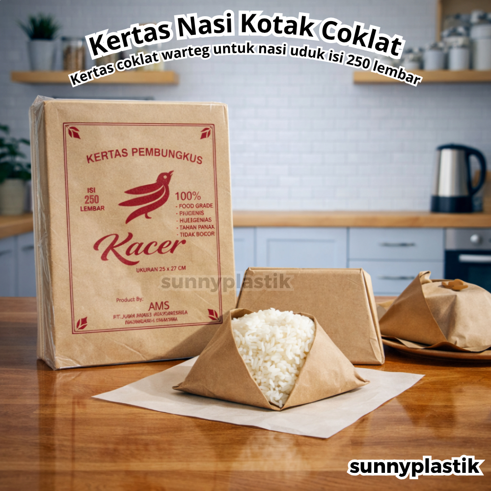 Kertas Nasi Kotak Warna Coklat Kertas bungkus nasi kertas warteg untuk nasi uduk isi