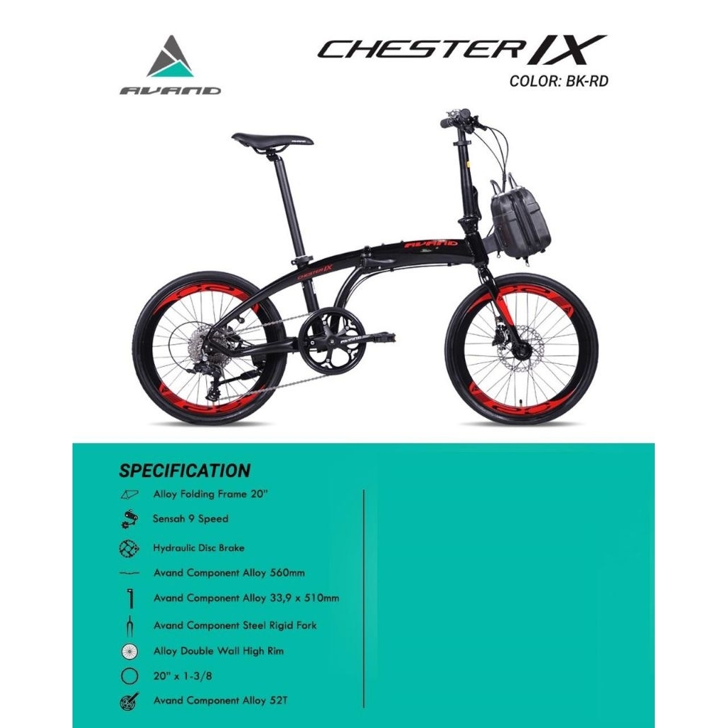 Sepeda Lipat Avand Chester IX 20 inch hydrolik