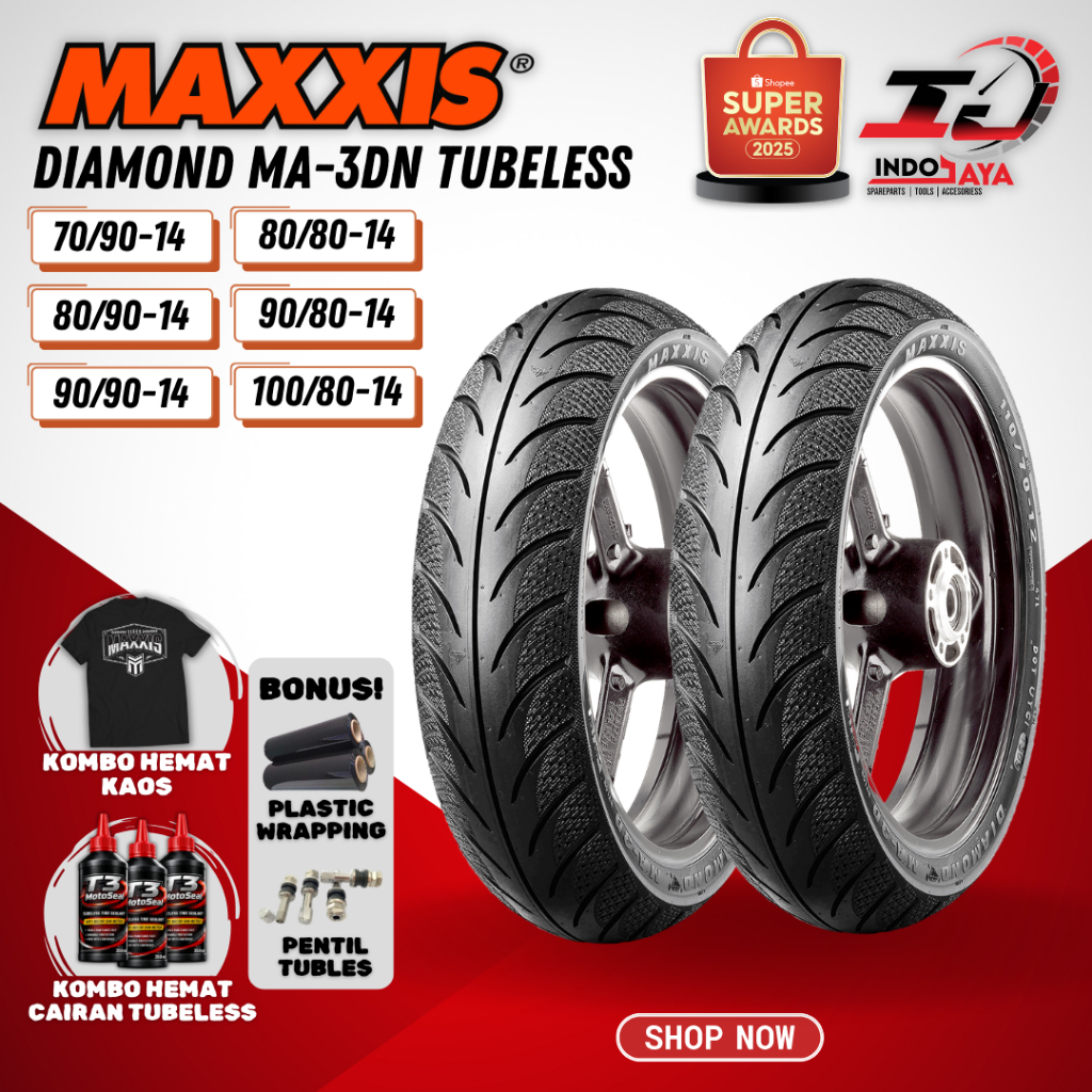 [COD] (FREE PENTIL) BAN MAXXIS DIAMOND MA-3DN TUBELESS (70/90-14 / 80/90-14 / 90/90-14 / 80/80-14 / 