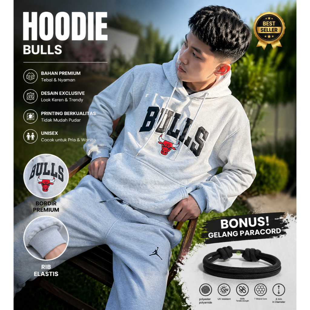 Hoodie Chicago Bulls Oversize Pria Premium Original