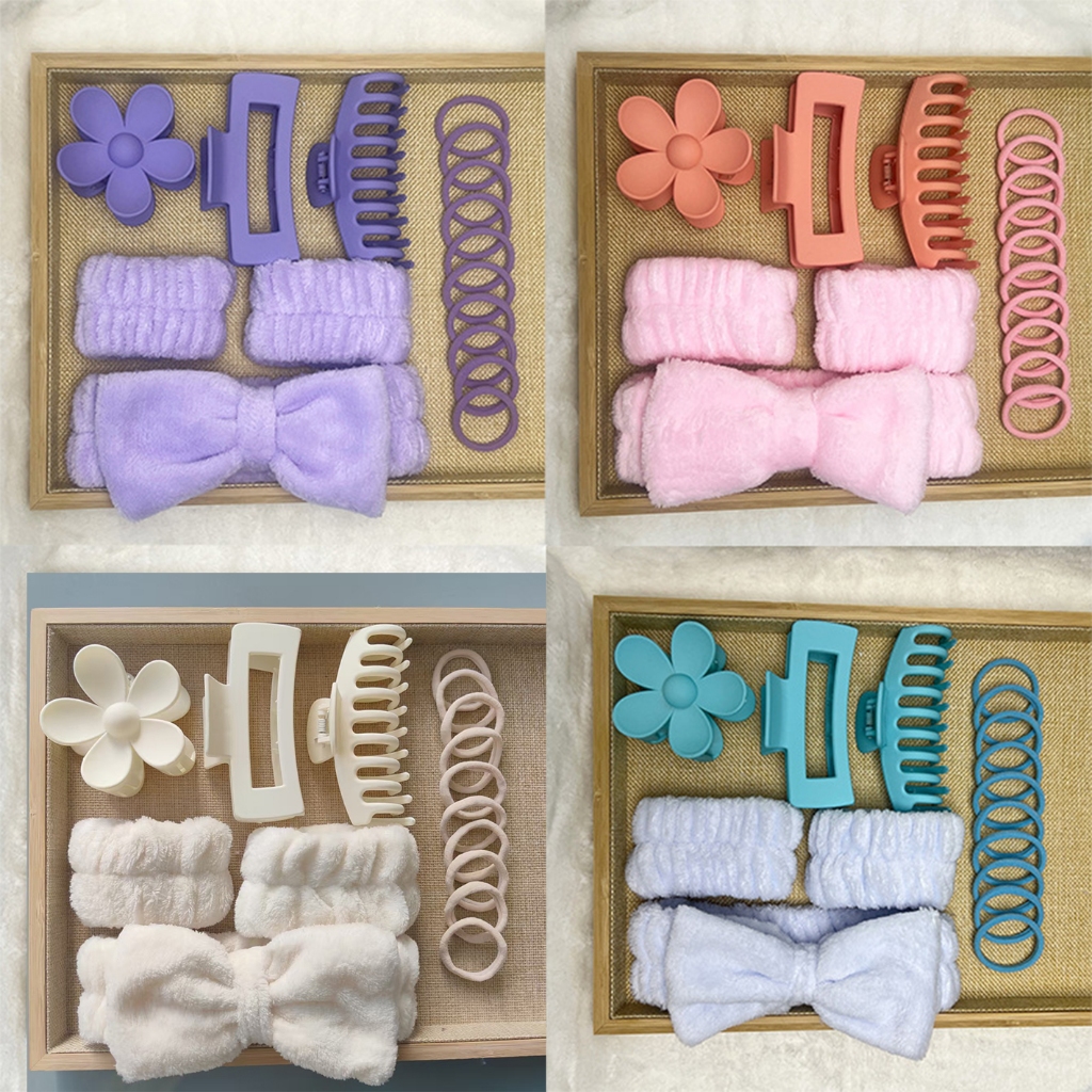 Bungkus Rambut Lunak Multi Warna Besar Elastis Ikat Rambut Scrunchies Jepit Rambut Claw Clip Ikat Ke