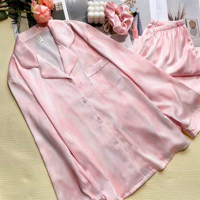 Lengan Panjang Celana Panjang Baju Wanita Kekinian Premium Nyaman Piyama Satin Set