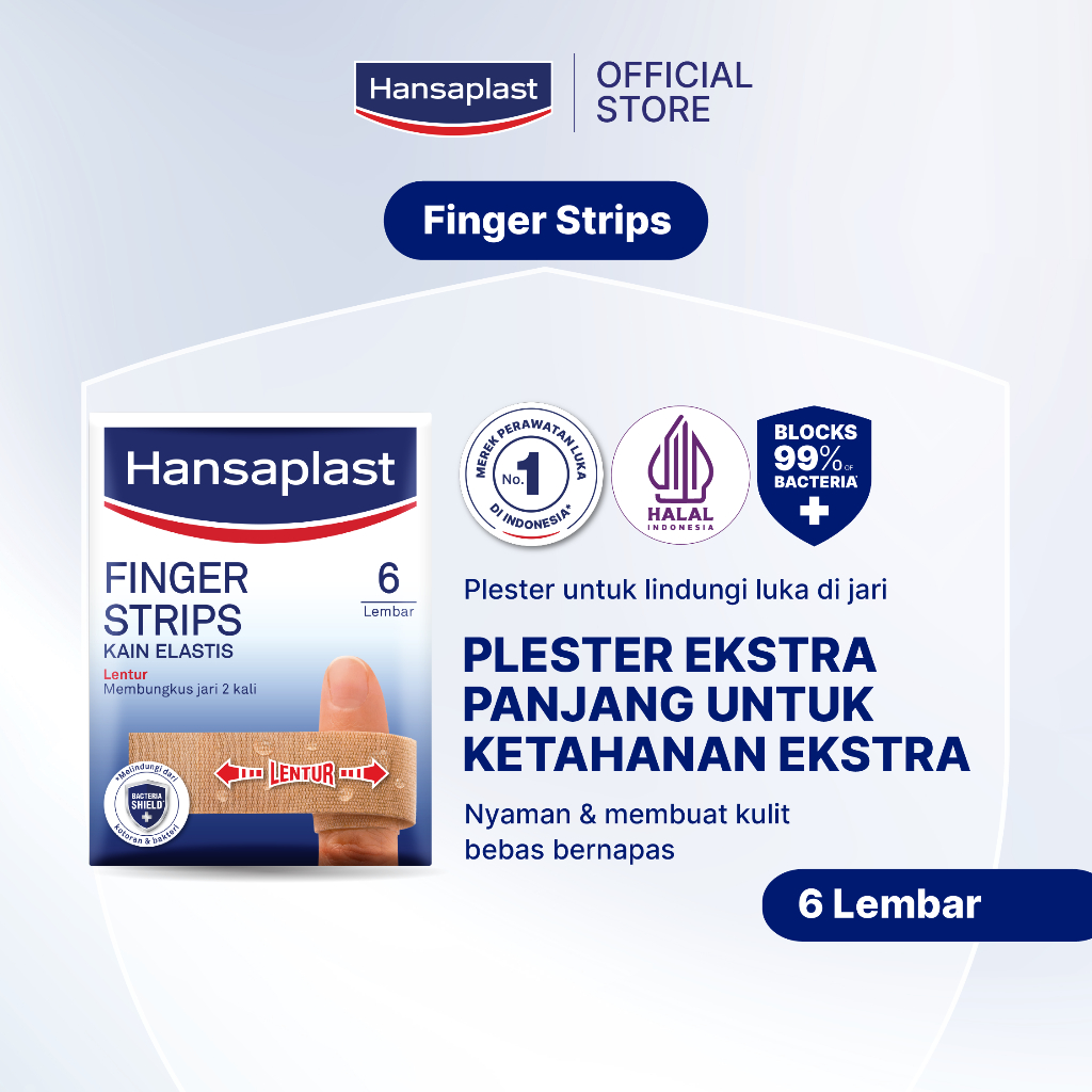 HANSAPLAST Plester Lentur Finger Strips isi 6 P3K Plester Kain Jari - Melindungi jari lebih erat