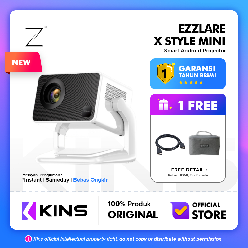 EZZRALE SMART PROYEKTOR LCD X STYLE MINI 720P 3500 Lumens Smart Android Projector 9.0
