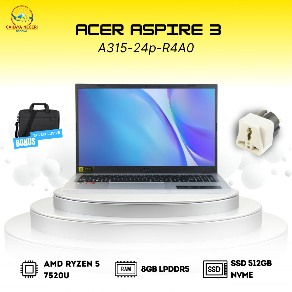 PROMO LAPTOP BARU Acer Aspire 3 A315-24P-R4A0 AMD Ryzen 5 RAM 8GB SSD 512GB LAYAR FULL HD TAS+INSTAL